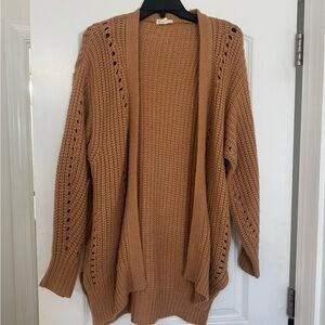 Cozy Knit Open-Front Cardigan in Tan